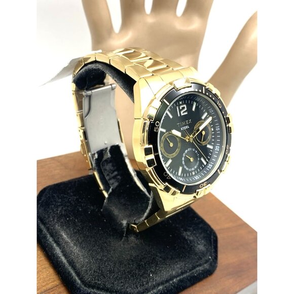 Timex Men's Watch TW2T50800 Quartz Black Dial Gold Tone Stainless Steel 45mm - Picture 14 of 14